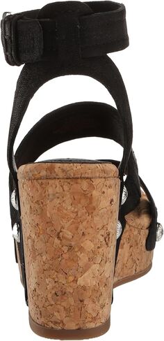 Lucky Brand Women's VALINTINA Wedge Sandal, Black, 8.5 in Saudi Arabia