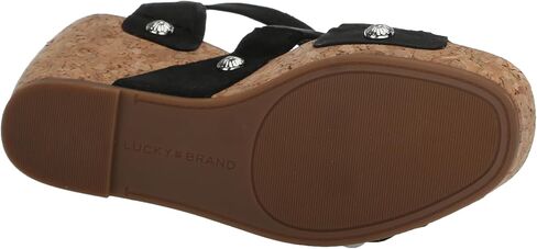 Lucky Brand Women's VALINTINA Wedge Sandal, Black, 8.5 in Saudi Arabia