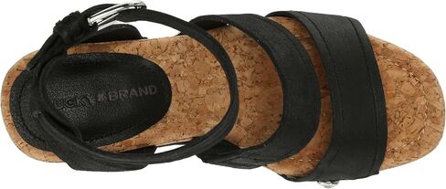 Lucky Brand Women's VALINTINA Wedge Sandal, Black, 8.5 in Saudi Arabia
