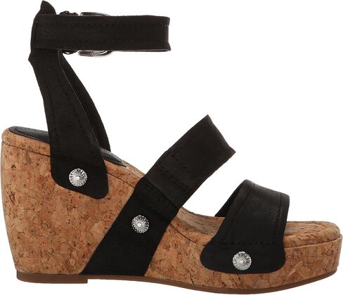 Lucky Brand Women's VALINTINA Wedge Sandal, Black, 8.5 in Saudi Arabia