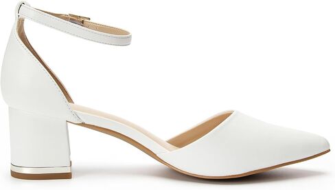 Pointed Toe Low Chunky Heels Pump Shoes Closed Toe Heels for Women Low Block Chunky Women Pumps with Ankle Strap 2.25 Inch Comfortable Wedding Pumps in Saudi Arabia