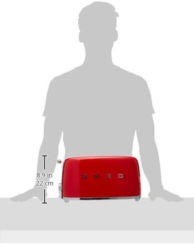 Smeg TSF02RDUS محمصة خبز جمالية ذات طراز الخمسينات مكونة من 4 شرائح، باللون الأحمر in Kuwait