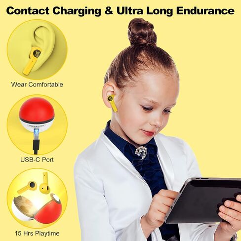 New Kids Wireless Earbuds with Elf Ball Charging Box, Touch Control Wireless Earbuds for Kids, Bluetooth 5.0 in-Ear Wireless Earphones with Mic for Android iOS Cell Phone Computer Laptop in Saudi Arabia