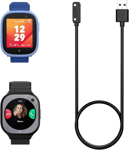 شاحن الساعة الذكية TiMOVO متوافق مع Xplora X6 Pro/Xplora X6 Play، [2 حزمة] كابل شحن USB مغناطيسي 3.3 قدم/1 متر، ملحقات حامل كابل شحن بديلة تناسب Xplora X6 Play، أسود وأبيض in Kuwait