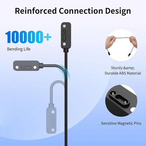 شاحن الساعة الذكية TiMOVO متوافق مع Xplora X6 Pro/Xplora X6 Play، [2 حزمة] كابل شحن USB مغناطيسي 3.3 قدم/1 متر، ملحقات حامل كابل شحن بديلة تناسب Xplora X6 Play، أسود وأبيض in Kuwait