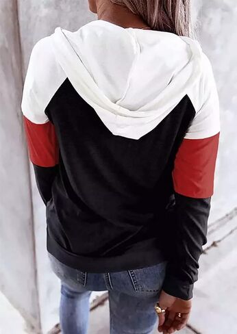 QIANRUO Halloween Hoodie Tshirt for Women Pumpkin Face Graphic Tees Tops Long Sleeve Color Block Pullover Shirt in Saudi Arabia