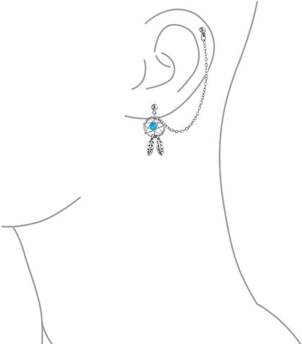 White Blue Pink Native American Indian Western Jewelry Dream Catcher Feather Double Piercing Single Ear Cartilage Stud For Women Teen Surgical Steel 14G in Saudi Arabia