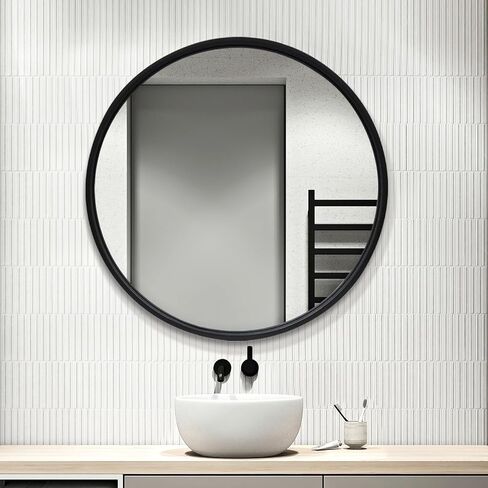 36 Inch Round Bathroom Mirror，Black Circle Wall Mirror with Metal Frame，Large Circular Mirrors for Bathroom Vanity in Saudi Arabia