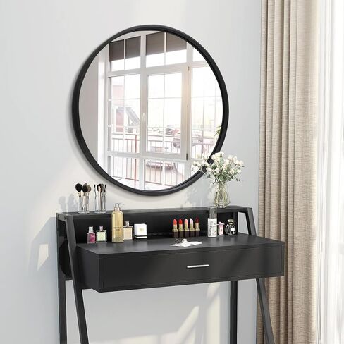 36 Inch Round Bathroom Mirror，Black Circle Wall Mirror with Metal Frame，Large Circular Mirrors for Bathroom Vanity in Saudi Arabia