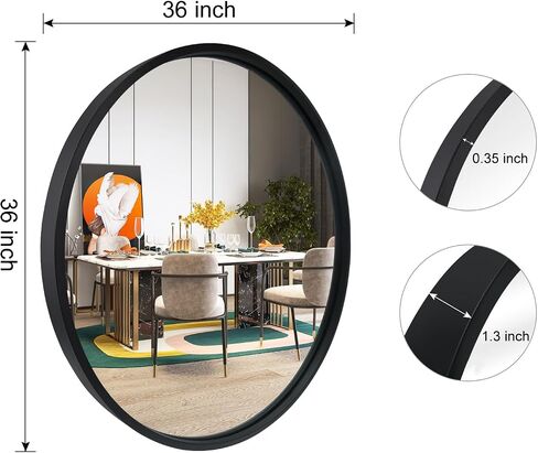 36 Inch Round Bathroom Mirror，Black Circle Wall Mirror with Metal Frame，Large Circular Mirrors for Bathroom Vanity in Saudi Arabia