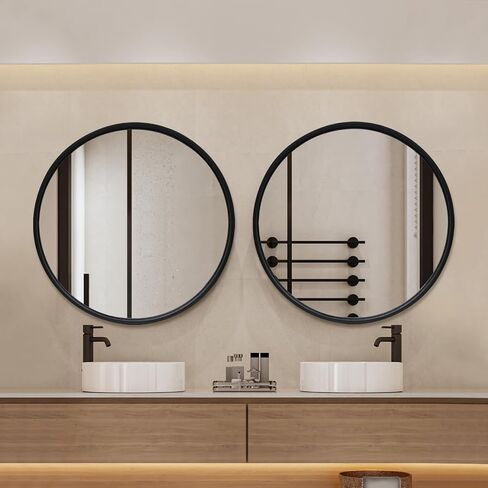 36 Inch Round Bathroom Mirror，Black Circle Wall Mirror with Metal Frame，Large Circular Mirrors for Bathroom Vanity in Saudi Arabia