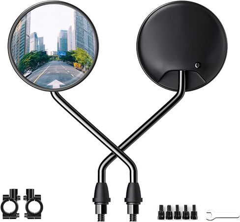 Universal Motorcycle Rearview, Mirror Adopts Convex Mirror Design，Increase Field of View, Equipped with 8mm 10mm Threaded Bolts and Mounting Base, Suitable for Motorcycles/Scooters/Bike Etc.（S） in Saudi Arabia