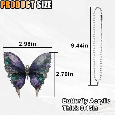2D Crystal Butterfly Car Hanging Accessories, Car Rear View Mirror Charm, Butterfly Pendant Car Decoration Accessories, Car Hanging Ornament for Christmas Tree, Festivals, Backpack Key, Gifts in Saudi Arabia