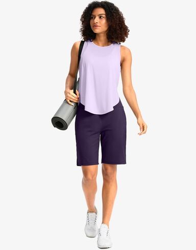 شورت برمودا طويل للنساء من G Gradual مع جيوب، شورت عالي الخصر بطول الركبة للنساء للمشي والتمارين الرياضية in Kuwait