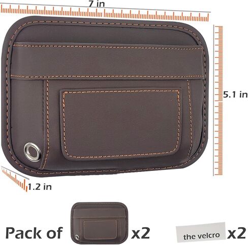 2pcs Car Side Pocket Organizer, Leather Mini Storage Bag for Cell Phone Sunglasses Holder, Small Size 7 x 5.1 in (Black) in Saudi Arabia