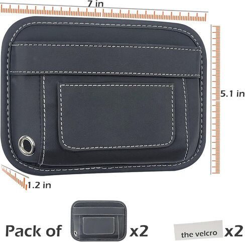 2pcs Car Side Pocket Organizer, Leather Mini Storage Bag for Cell Phone Sunglasses Holder, Small Size 7 x 5.1 in (Black) in Saudi Arabia