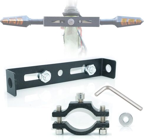 10 مم دراجة نارية بدوره إشارة ضوء قوس، 2 قطعة مؤشر دراجة عالمية مصابيح الأنابيب المشبك ضوء أسود معدن بدوره إشارة شريط يتصاعد بين قوسين حامل الملحقات in Kuwait