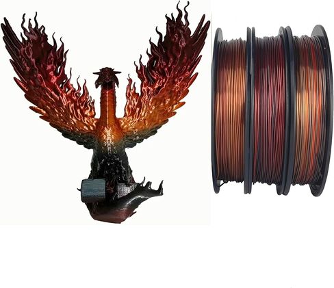 خيوط حريرية لامعة باللون الذهبي والأسود اللامع بألوان قوس قزح 1.75 مم FilaCube PLA+ خيوط طابعة ثلاثية الأبعاد، ثلاث لفات 0.5 كجم in Kuwait