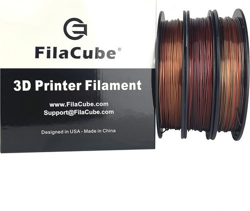 خيوط حريرية لامعة باللون الذهبي والأسود اللامع بألوان قوس قزح 1.75 مم FilaCube PLA+ خيوط طابعة ثلاثية الأبعاد، ثلاث لفات 0.5 كجم in Kuwait