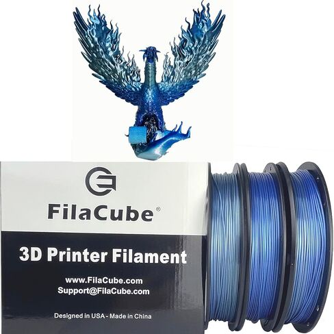 خيوط حريرية لامعة باللون الذهبي والأسود اللامع بألوان قوس قزح 1.75 مم FilaCube PLA+ خيوط طابعة ثلاثية الأبعاد، ثلاث لفات 0.5 كجم in Kuwait