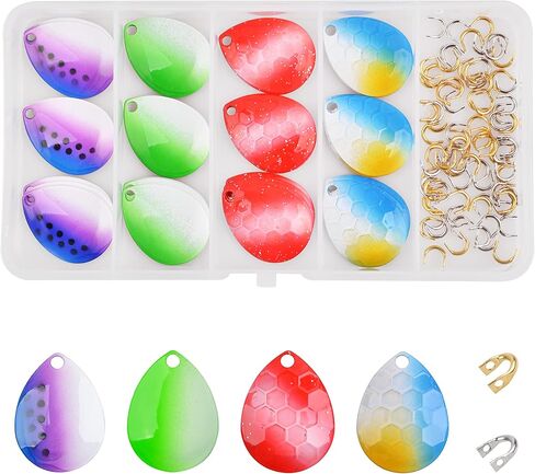 Spinner Blades Fishing Clevis Kit, 120pcs Fishing Blades Spinner Clevis Set Colorado Blades Easy Spin Brass Clevis Fishing Lure Making Accessories for Walleye Rig Spoon Inline Spinnerbaits in Saudi Arabia