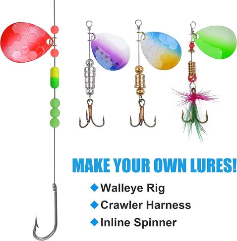 Spinner Blades Fishing Clevis Kit, 120pcs Fishing Blades Spinner Clevis Set Colorado Blades Easy Spin Brass Clevis Fishing Lure Making Accessories for Walleye Rig Spoon Inline Spinnerbaits in Saudi Arabia
