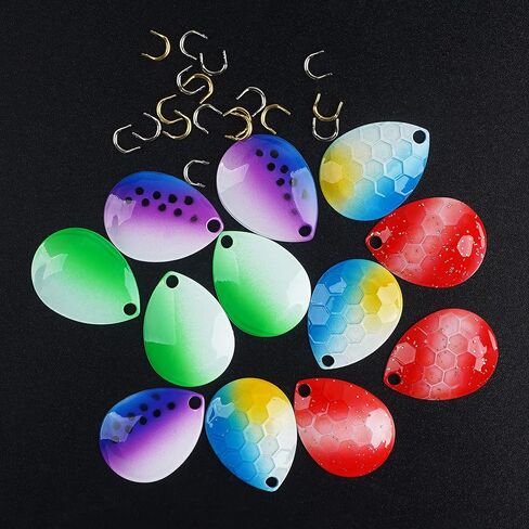 Spinner Blades Fishing Clevis Kit, 120pcs Fishing Blades Spinner Clevis Set Colorado Blades Easy Spin Brass Clevis Fishing Lure Making Accessories for Walleye Rig Spoon Inline Spinnerbaits in Saudi Arabia