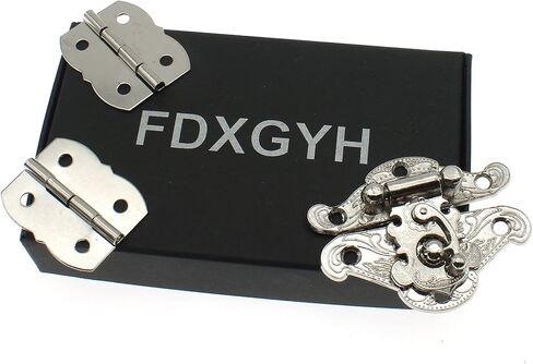 1 Pcs Antique Hasp Latch and 2 Pcs Butterfly-Shape Hinges Decorative Lock Buckle with Matching Screws[FDXGYH,Gold] in Saudi Arabia