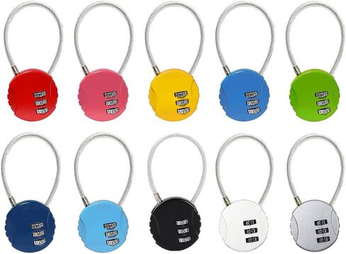 10 قطع قفل مجمع 3 أرقام، 3 أرقام قفل الصالة الرياضية مقاوم للماء قفل صغير سلك حبل حقيبة قفل بوابة الأمتعة، للسحابات، حقائب الظهر، حقائب العربة، خزائن الصالة الرياضية، السياج (10 ألوان) in Kuwait