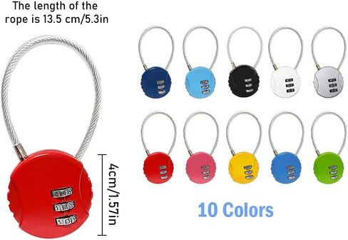 10 قطع قفل مجمع 3 أرقام، 3 أرقام قفل الصالة الرياضية مقاوم للماء قفل صغير سلك حبل حقيبة قفل بوابة الأمتعة، للسحابات، حقائب الظهر، حقائب العربة، خزائن الصالة الرياضية، السياج (10 ألوان) in Kuwait