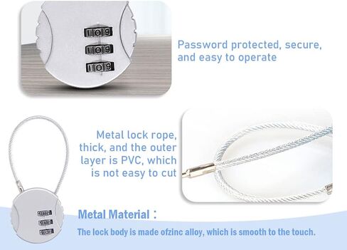 10 قطع قفل مجمع 3 أرقام، 3 أرقام قفل الصالة الرياضية مقاوم للماء قفل صغير سلك حبل حقيبة قفل بوابة الأمتعة، للسحابات، حقائب الظهر، حقائب العربة، خزائن الصالة الرياضية، السياج (10 ألوان) in Kuwait