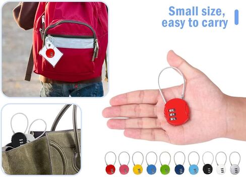 10 قطع قفل مجمع 3 أرقام، 3 أرقام قفل الصالة الرياضية مقاوم للماء قفل صغير سلك حبل حقيبة قفل بوابة الأمتعة، للسحابات، حقائب الظهر، حقائب العربة، خزائن الصالة الرياضية، السياج (10 ألوان) in Kuwait