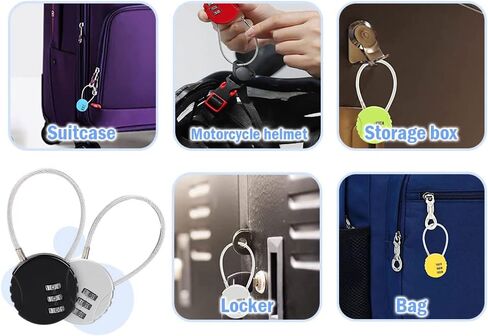 10 قطع قفل مجمع 3 أرقام، 3 أرقام قفل الصالة الرياضية مقاوم للماء قفل صغير سلك حبل حقيبة قفل بوابة الأمتعة، للسحابات، حقائب الظهر، حقائب العربة، خزائن الصالة الرياضية، السياج (10 ألوان) in Kuwait