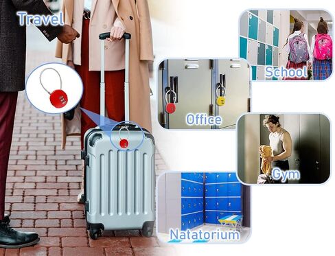 10 قطع قفل مجمع 3 أرقام، 3 أرقام قفل الصالة الرياضية مقاوم للماء قفل صغير سلك حبل حقيبة قفل بوابة الأمتعة، للسحابات، حقائب الظهر، حقائب العربة، خزائن الصالة الرياضية، السياج (10 ألوان) in Kuwait