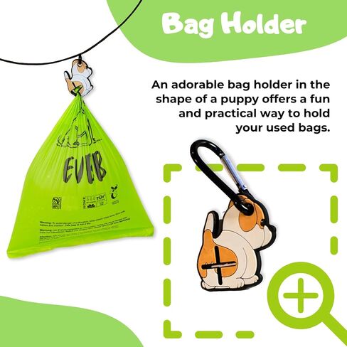 Certified Compostable Waste Bags for Pets - 20 Rolls 300 Bags - with ECO-Friendly Dispenser and Cute Puppy Shaped Bag Holder, Metal Carabiner - Large, Thick, Leak-proof in Saudi Arabia
