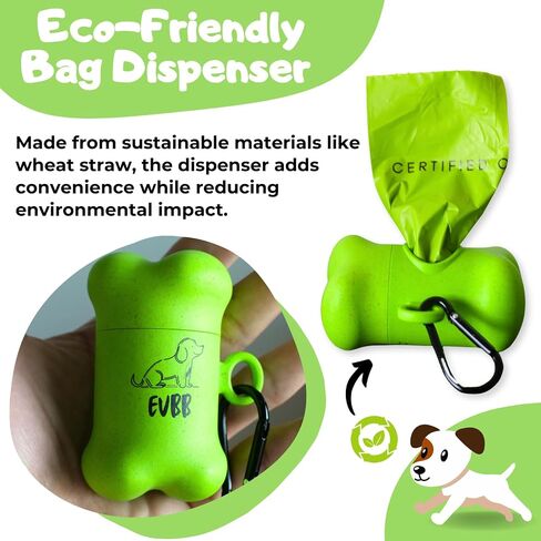 Certified Compostable Waste Bags for Pets - 20 Rolls 300 Bags - with ECO-Friendly Dispenser and Cute Puppy Shaped Bag Holder, Metal Carabiner - Large, Thick, Leak-proof in Saudi Arabia