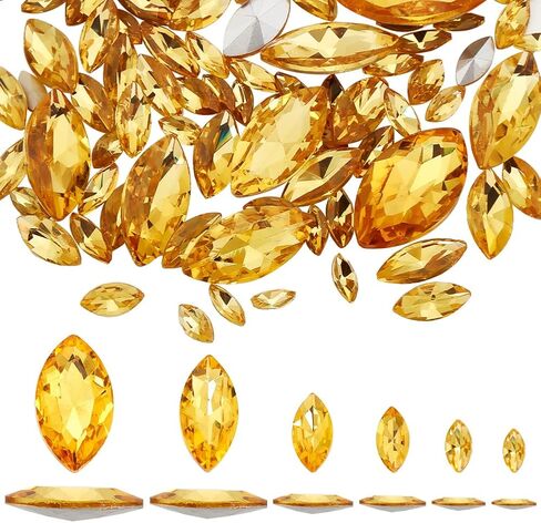 FINGERINSPIRE 94 Pcs Horse Eye Glass Rhinestones 6 Sizes Colorful Pointed Back Rhinestone Marquise Shaped Faceted Gem Stone Crystal Jewelry Embelishment with Plated Back for Craft Decor Jewelry Making in Saudi Arabia