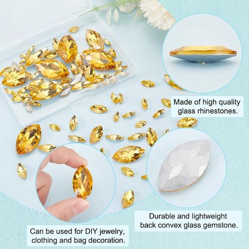 FINGERINSPIRE 94 Pcs Horse Eye Glass Rhinestones 6 Sizes Colorful Pointed Back Rhinestone Marquise Shaped Faceted Gem Stone Crystal Jewelry Embelishment with Plated Back for Craft Decor Jewelry Making in Saudi Arabia