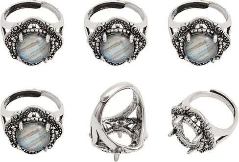 CHGCRAFT 6Pcs Adjustable Alloy Finger Ring Findings with 4 Claws Prong Pad Ring Settings for DIY Rings Jewelry Making, Antique Silver in Saudi Arabia