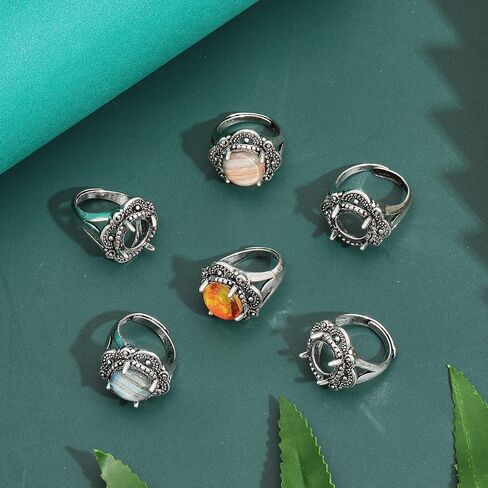 CHGCRAFT 6Pcs Adjustable Alloy Finger Ring Findings with 4 Claws Prong Pad Ring Settings for DIY Rings Jewelry Making, Antique Silver in Saudi Arabia