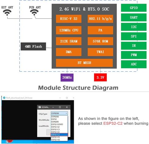 USB إلى ESP-01S وحدة محول لاسلكي CH340G مبرمج + XH-C2X WiFi BT وحدة 4 ميجابايت فلاش ESP8684H4 رقاقة ESP 01S ESP-01S WiFi وحدة نسخة محدثة in Saudi Arabia