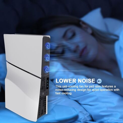مروحة تبريد arVin USB لجهاز PS5 Slim، مروحة تبريد هادئة مطورة لوحدة تحكم PS5 Slim مع 3 نظام مراوح تبريد عالية السرعة (9500 دورة في الدقيقة) ومنفذ USB 2.0 لوحدة تحكم PS5، وملحقات لجهاز Playstation 5 Slim in Kuwait