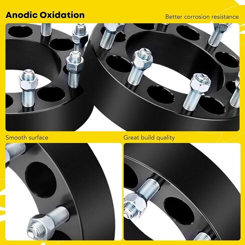 YHTAUTO 8x6.5 inch to 8x180mm Wheel Adapters 2 inch Fits Chevrolet, GMC, Silverado, C/K, Suburban, Savana, Express Wheel Tire Spacers w/ M14x1.5 & 12.9 Grade Studs, 126.15 mm Hub Bore 8 Lug 2PCS Black in Saudi Arabia