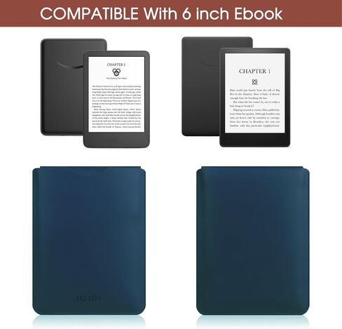 Universal Sleeve Case for 6-inch Kindle/Kobo/Voyaga/Lenovo/Pocketbook/Tolino E-Book E-Reader Lightweight Leather Sleeve Bag Pouch for 6-inch E-Book, Black in Saudi Arabia