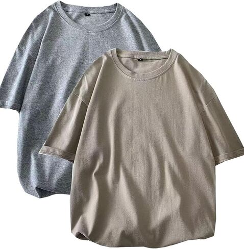 Men's Cotton Crew Neck Classic Casual Solid T-Shirts 2Pack in Saudi Arabia