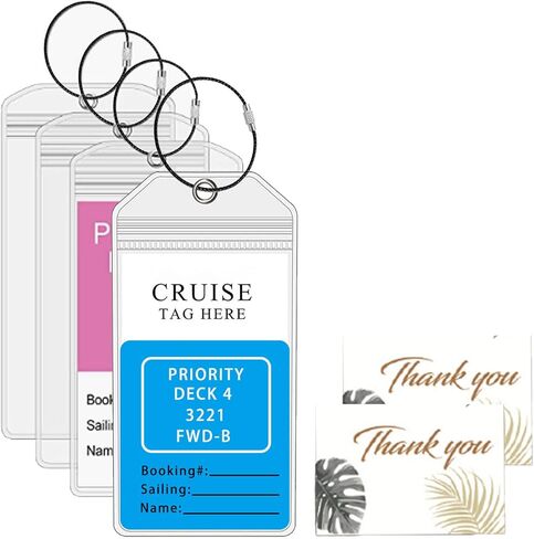 حامل بطاقات أمتعة سفينة الرحلات البحرية، 6.5 × 3.5 بوصة مع شريط فولاذي، حامل بطاقات الأمتعة للرحلات البحرية من STRUGGANT للكرنفال، NCL & Princess Cruise (4، 6.5 × 3.5 بوصة) in Kuwait