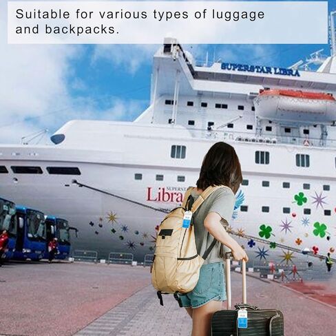 حامل بطاقات أمتعة سفينة الرحلات البحرية، 6.5 × 3.5 بوصة مع شريط فولاذي، حامل بطاقات الأمتعة للرحلات البحرية من STRUGGANT للكرنفال، NCL & Princess Cruise (4، 6.5 × 3.5 بوصة) in Kuwait