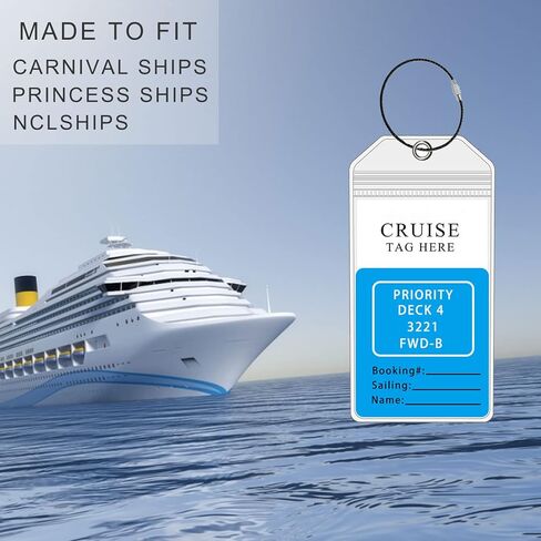 حامل بطاقات أمتعة سفينة الرحلات البحرية، 6.5 × 3.5 بوصة مع شريط فولاذي، حامل بطاقات الأمتعة للرحلات البحرية من STRUGGANT للكرنفال، NCL & Princess Cruise (4، 6.5 × 3.5 بوصة) in Kuwait