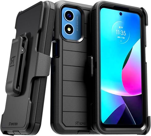 for Motorola Moto G Play 4G (2024) Case with Belt Clip Holster & Kickstand, Screenless Protective Dual-Layer Shockproof Phone Case for Moto G Play 4G - Black in Saudi Arabia