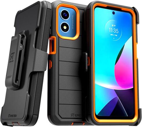 for Motorola Moto G Play 4G (2024) Case with Belt Clip Holster & Kickstand, Screenless Protective Dual-Layer Shockproof Phone Case for Moto G Play 4G - Black in Saudi Arabia